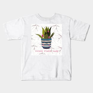 Crazy plant lady with glasses Kids T-Shirt